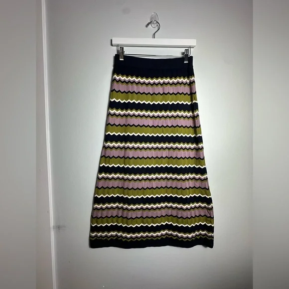 NEW SEZANE Parniane Striped Knit Midi Cotton Skirt  Dress Size Medium - Picture 9 of 15